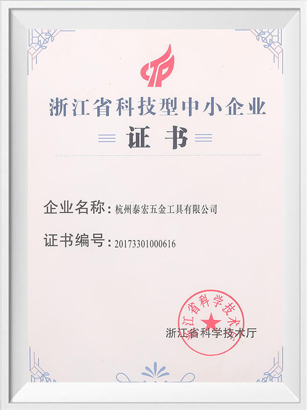 Zhejiang Province Science and Technology-based Small and Medium-sized Enterprises Certificate
